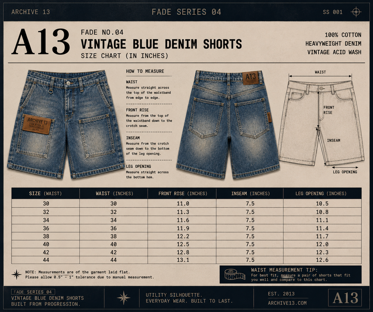 Archive 13 — Fade No.04 Vintage Blue Denim Shorts