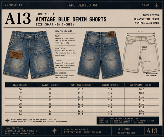 Archive 13 — Fade No.04 Vintage Blue Denim Shorts