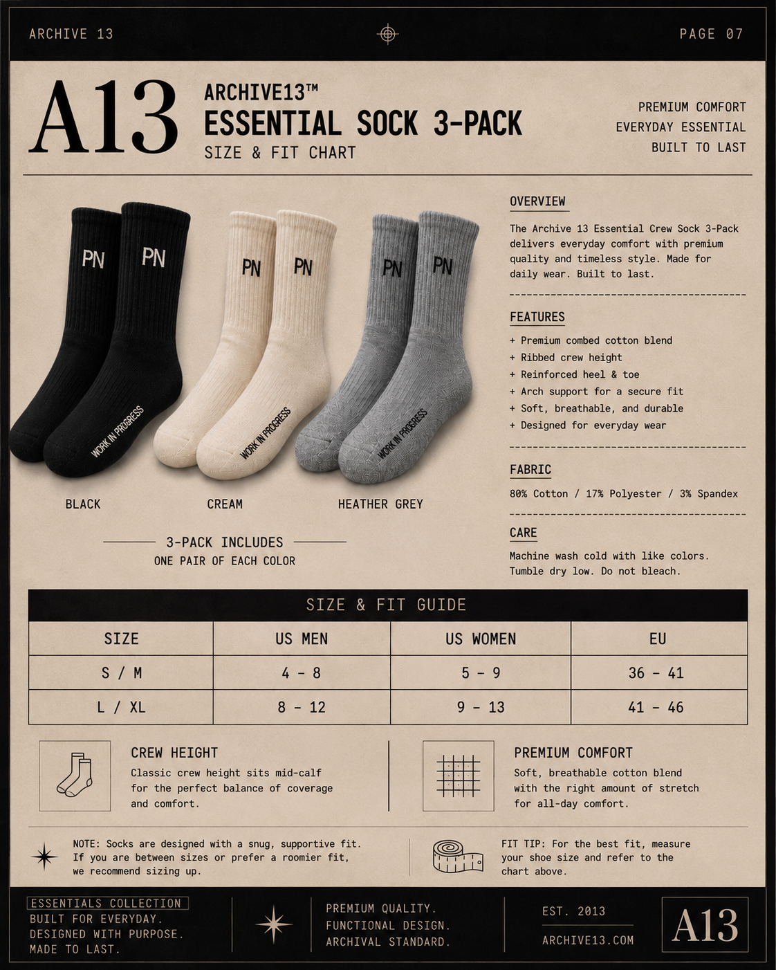 Archive 13 - Essential Sock 3-pack
